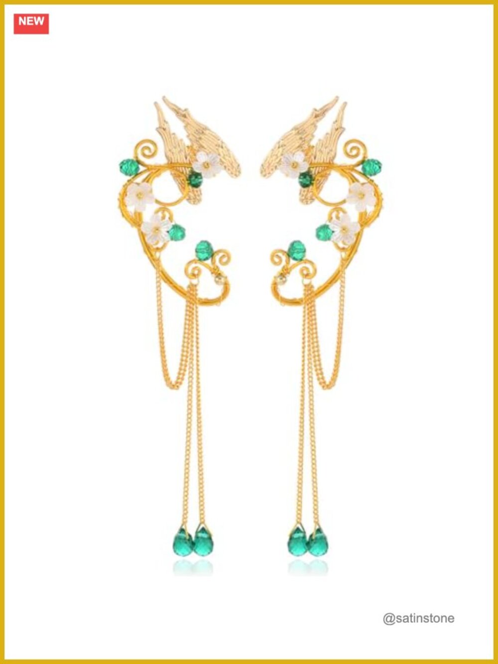 Fairy Elf Ear Cuffs Non Piercing Wings Tassel Wrap Earrings Zinc Alloy